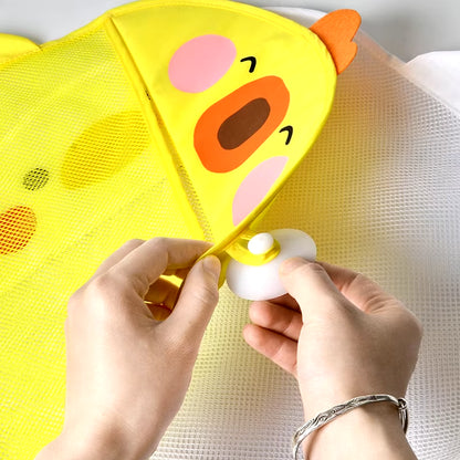New Cartoon Duck Baby Bathroom Mesh Bag Sucker Design for Bath Toys Kids Animal Shapes Cloth Sand Toys Storage Net Bag