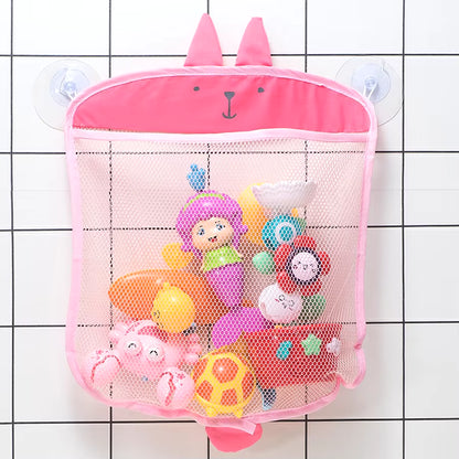 New Cartoon Duck Baby Bathroom Mesh Bag Sucker Design for Bath Toys Kids Animal Shapes Cloth Sand Toys Storage Net Bag