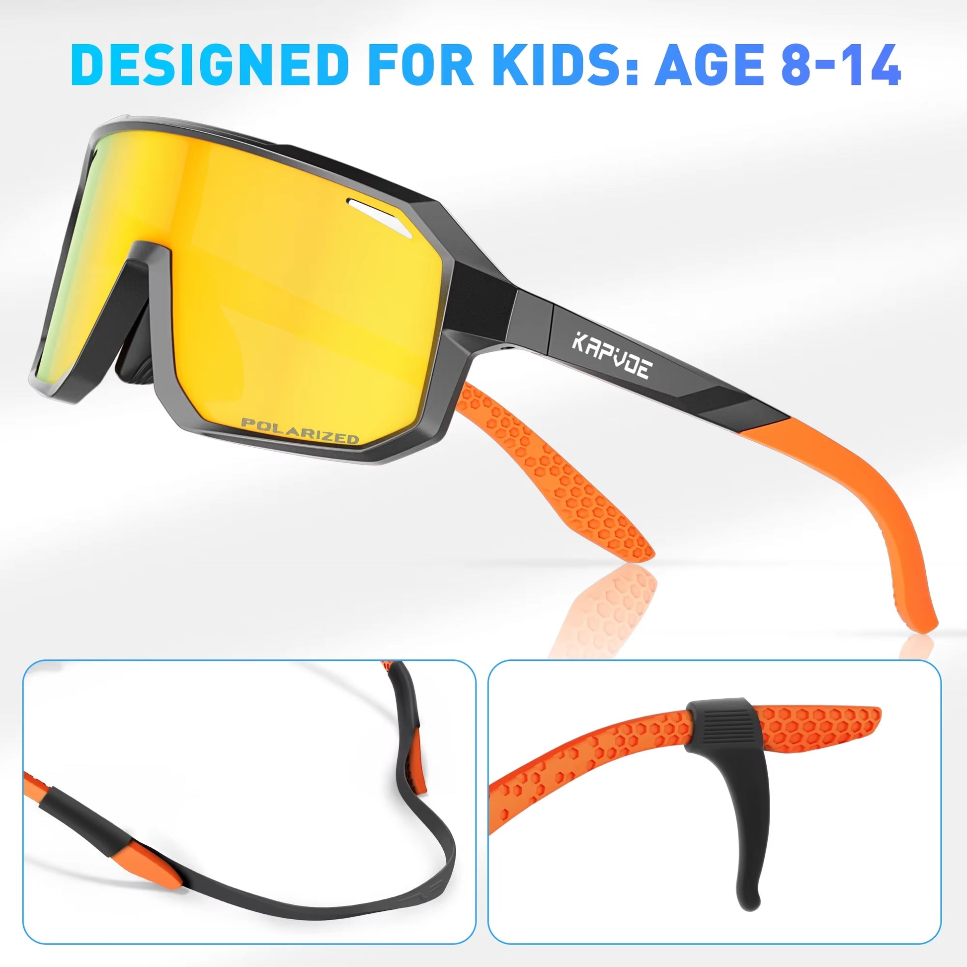 Children'S Cycling Glasses with Polarised Youth Sports Sunglasses for 6-14 Years UV400 Goggles Outdoor Bicycle Eyewear