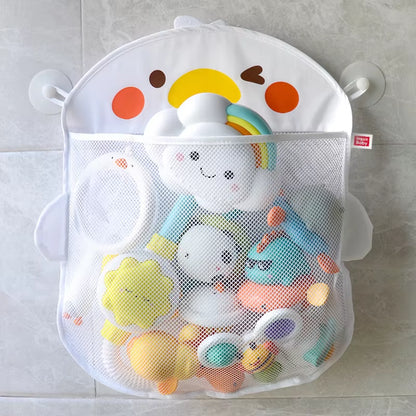 New Cartoon Duck Baby Bathroom Mesh Bag Sucker Design for Bath Toys Kids Animal Shapes Cloth Sand Toys Storage Net Bag