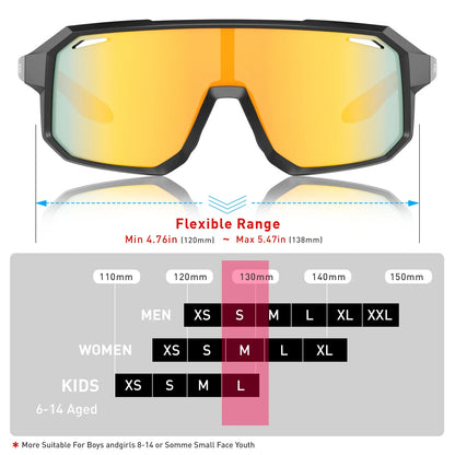Children'S Cycling Glasses with Polarised Youth Sports Sunglasses for 6-14 Years UV400 Goggles Outdoor Bicycle Eyewear